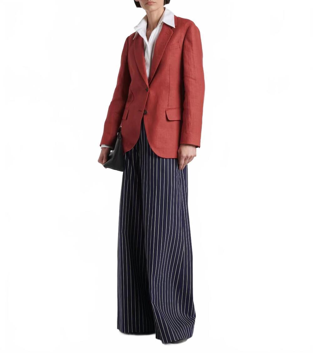 NEW BRUNELLO CUCINELLI hemp and linen gabardine blazer in red